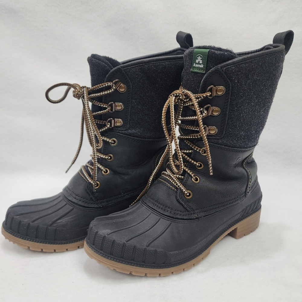 Kamik Sienna 2 Womens US 7 Snow Boots Black Mid Calf Waterproof Winter Boots